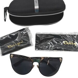 Dollger Women's Sunglasses Skull Rose cats eye gold with Case‎ and cloth